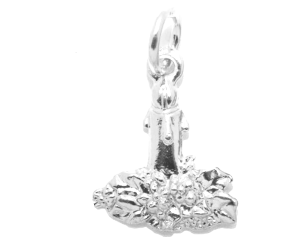 .925 Christmas Candle Sterling Silver Pendant Charm