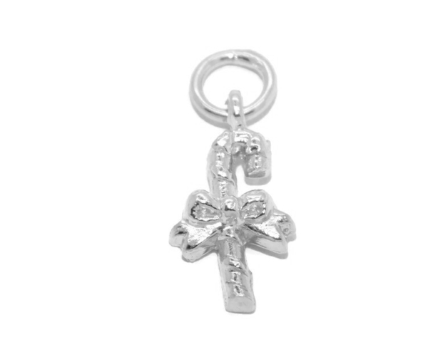 .925 Christmas Candy Cane Sterling Silver Pendant Charm