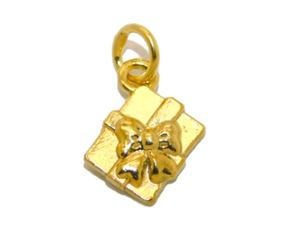 14K Christmas Present Yellow Gold Pendant Charm