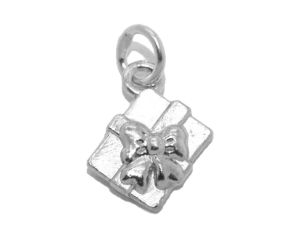 .925 Christmas Present Sterling Silver Pendant Charm