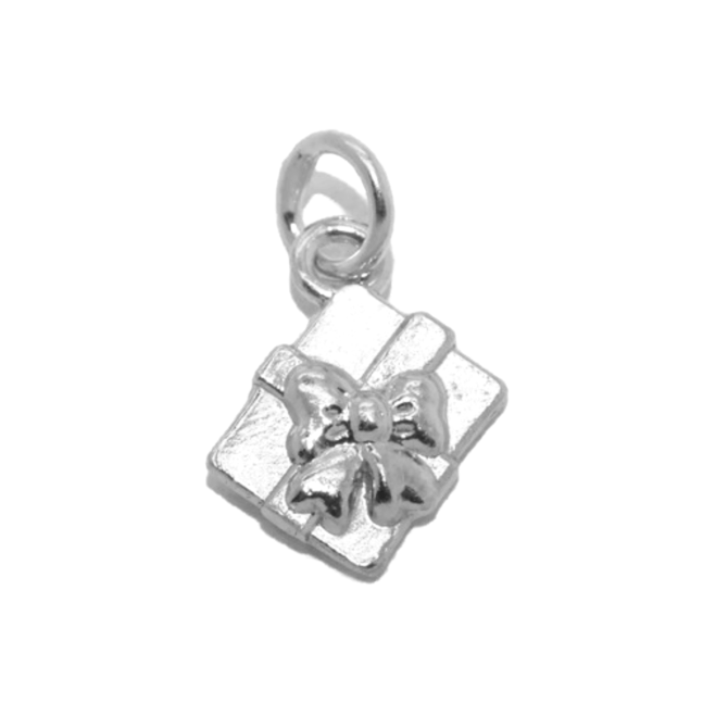 .925 Christmas Present Sterling Silver Pendant Charm