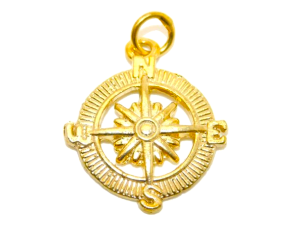 14K Compass Yellow Gold Pendant Charm