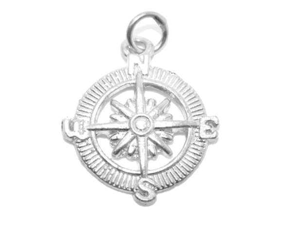 .925 Compass Sterling Silver Pendant Charm