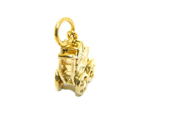 14K Vintage Stroller Yellow Gold Pendant Charm - Image 3
