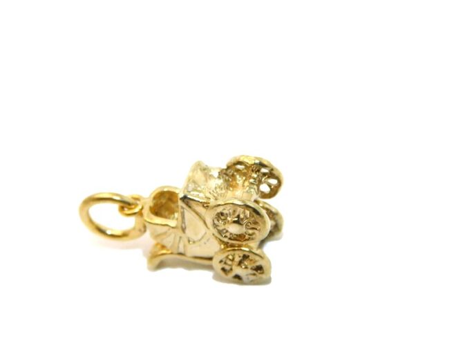 14K Vintage Stroller Yellow Gold Pendant Charm - Image 4