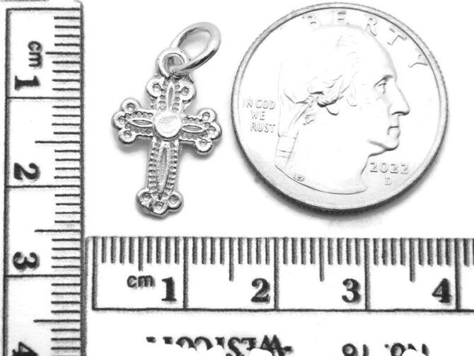 .925 Cross with Cute Pattern Sterling Silver - Image 2