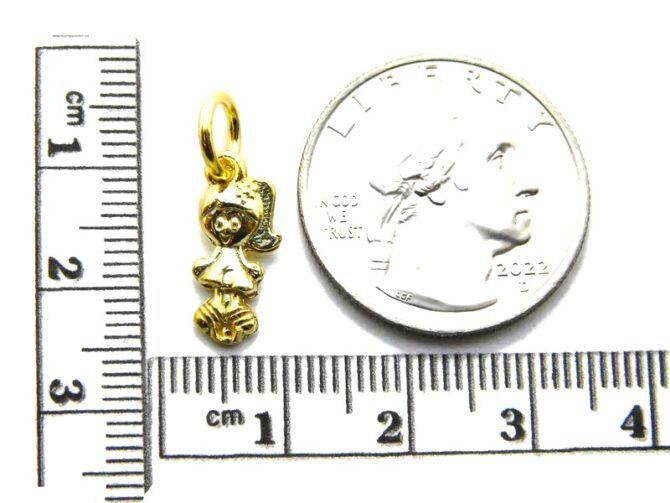 14K 3D Girl Yellow Gold Pendant Charm - Image 2