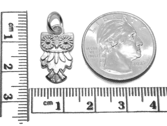.925 Fancy Owl Sterling Silver Pendant Charm - Image 2