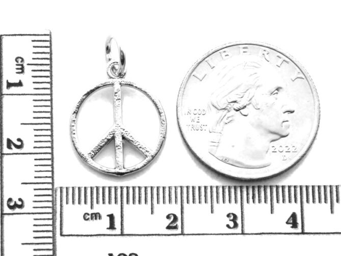 .925 Peace Sign (Large) Sterling Silver Pendant Charm - Image 2