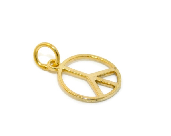 14K Peace Sign (Large) Yellow Gold Pendant Charm