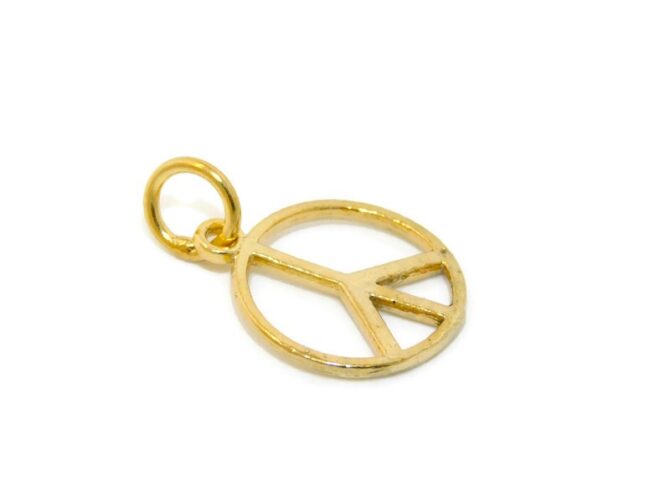 14K Peace Sign (Large) Yellow Gold Pendant Charm