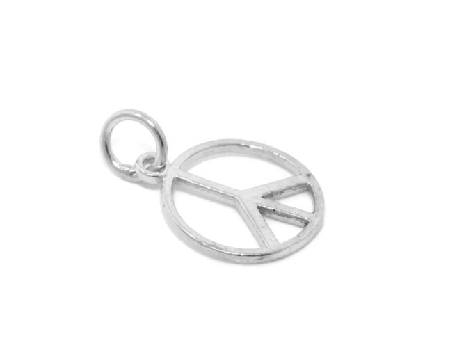.925 Peace Sign (Large) Sterling Silver Pendant Charm