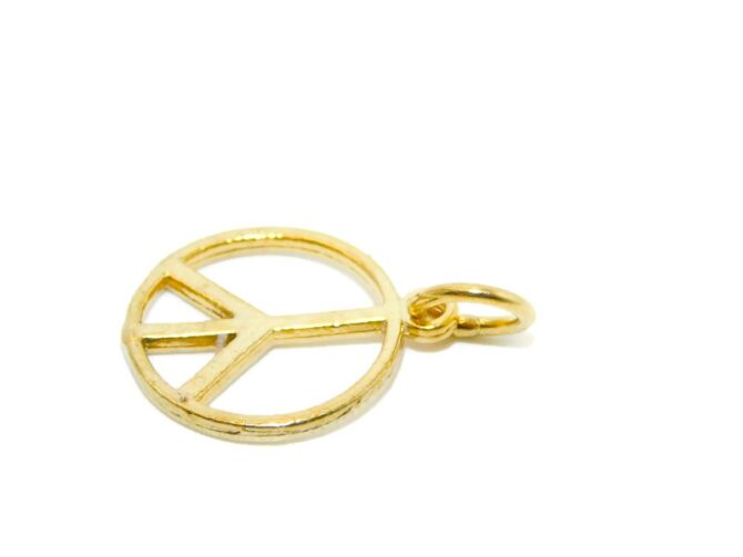 14K Peace Sign (Large) Yellow Gold Pendant Charm - Image 3