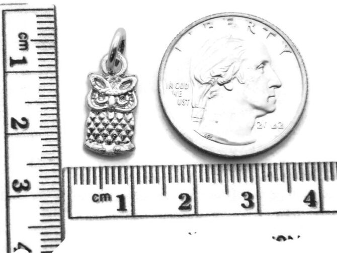 .925 Small Owl Sterling Silver Pendant Charm - Image 2