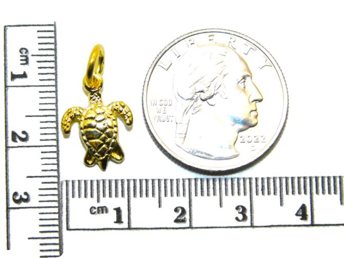 14K Turtle Yellow Gold Pendant Charm - Image 2
