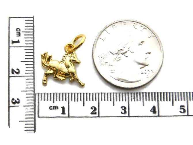 14K Horse Running Yellow Gold Pendant Charm - Image 2