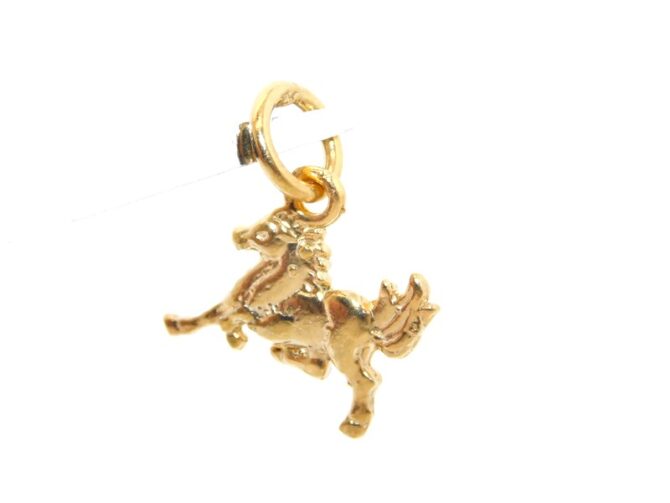 14K Horse Running Yellow Gold Pendant Charm - Image 3