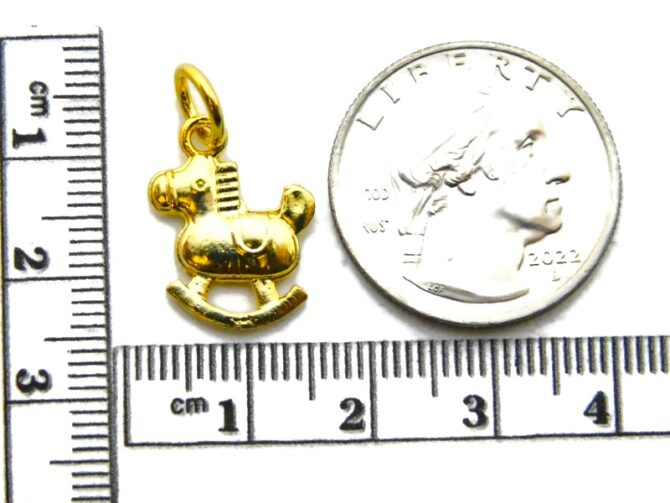 14K Rocking Horse Yellow Gold Pendant Charm - Image 2