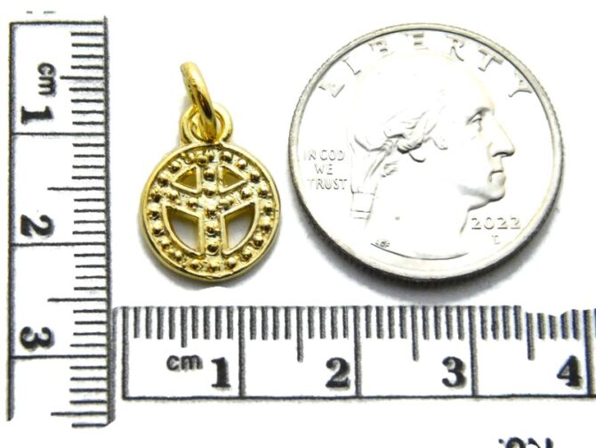 14K Peace Sign (Small) Yellow Gold Pendant Charm - Image 2