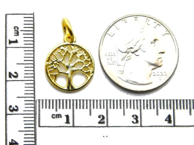 14K Tree of Life (Small) Yellow Gold Pendant Charm - Image 2