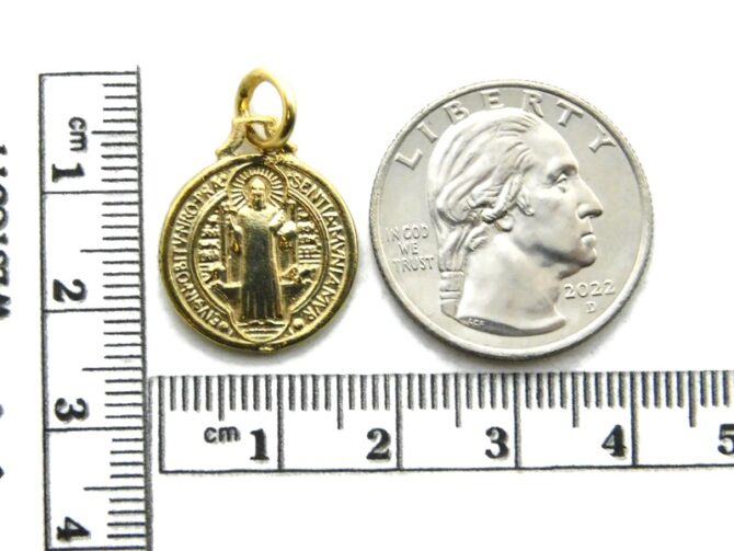 14K St. Benedict Yellow Gold Pendant Charm - Image 2