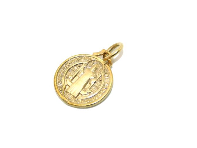 14K St. Benedict Yellow Gold Pendant Charm - Image 3