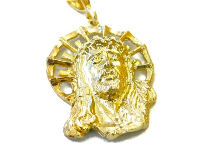 14K Jesus Christ Yellow Gold Pendant Charm - Image 4