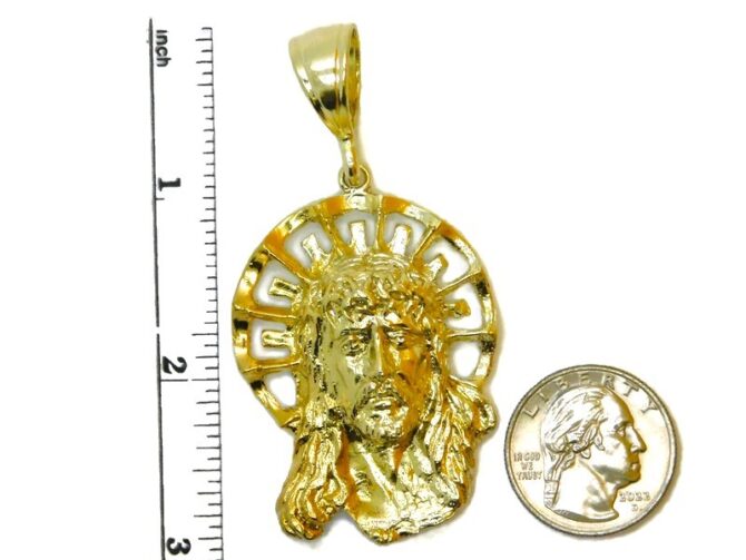 14K Jesus Christ Yellow Gold Pendant Charm - Image 3
