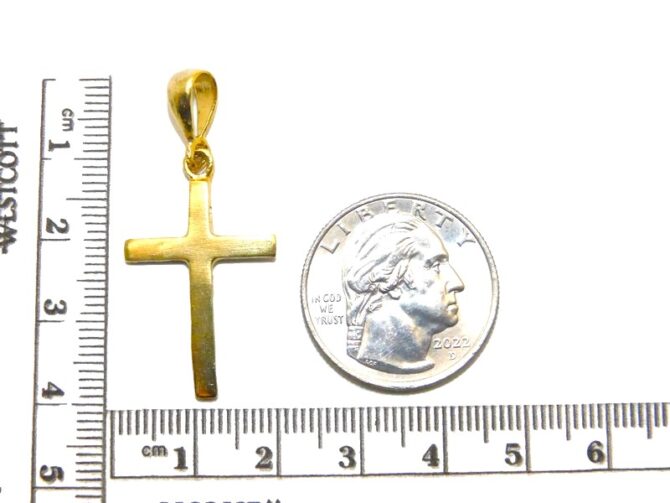 14K Plain Cross Yellow Gold Pendant Charm - Image 2
