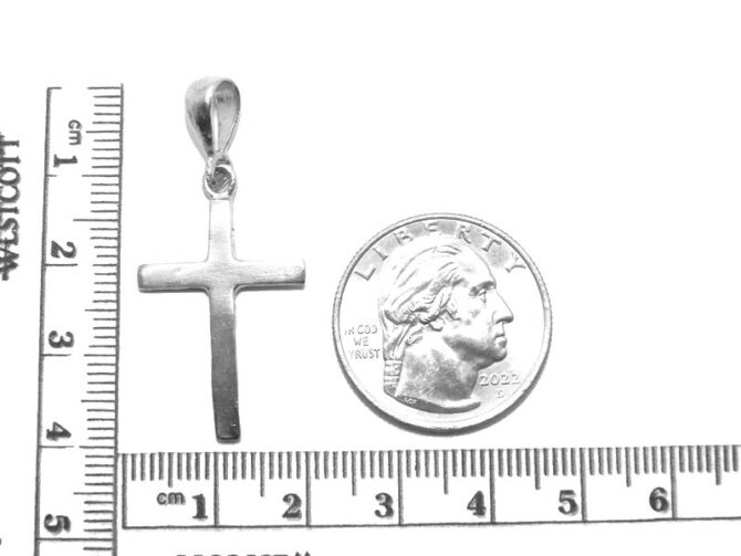 .925 Plain Cross Sterling Silver Pendant Charm - Image 2