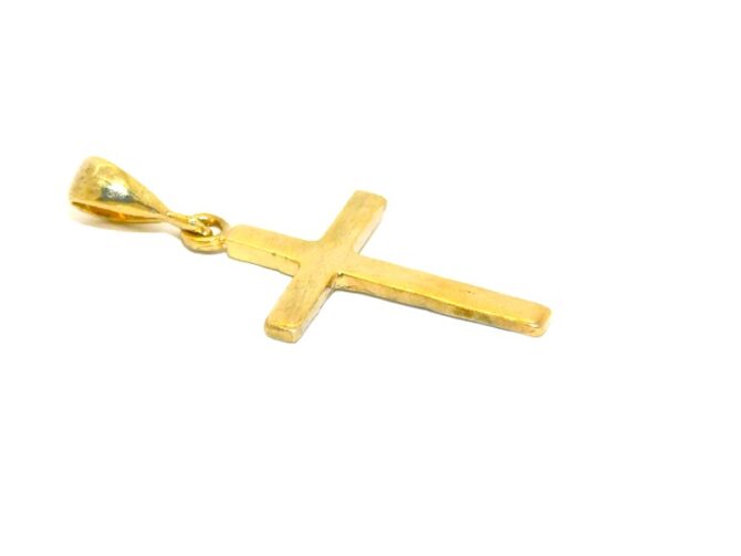 14K Plain Cross Yellow Gold Pendant Charm - Image 3