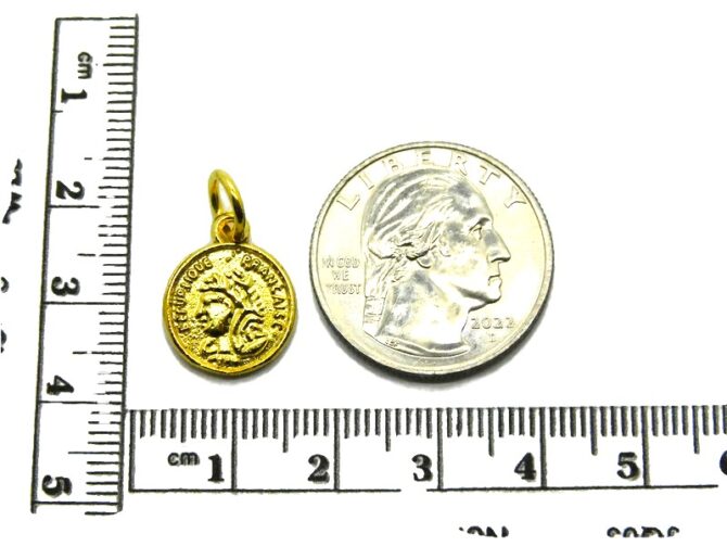 14K Roman Coin Yellow Gold Pendant Charm - Image 2
