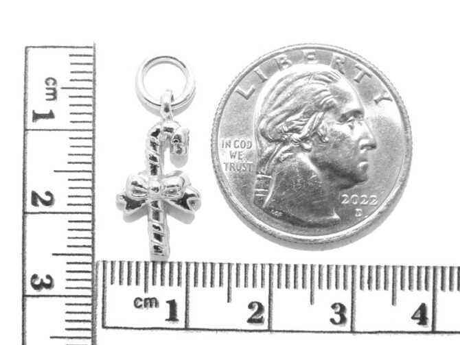 .925 Christmas Candy Cane Sterling Silver Pendant Charm - Image 2