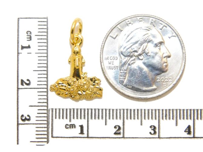 14K Christmas Candle Yellow Gold Pendant Charm - Image 2