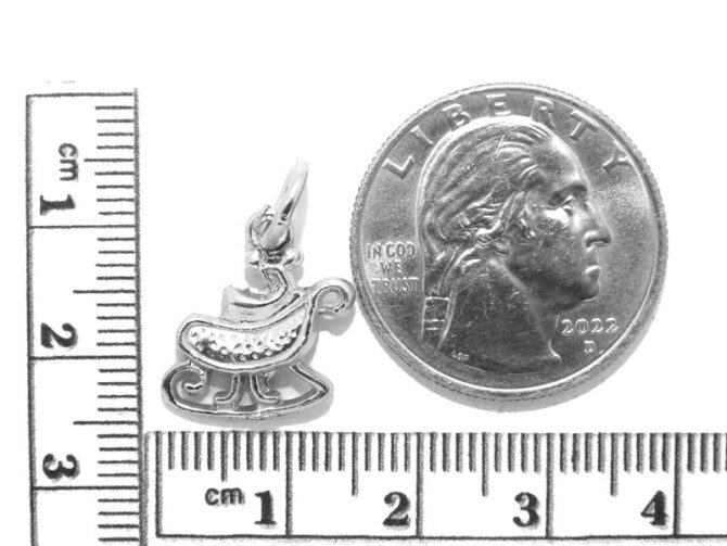 .925 Santa Sled Sterling Silver Pendant Charm - Image 2