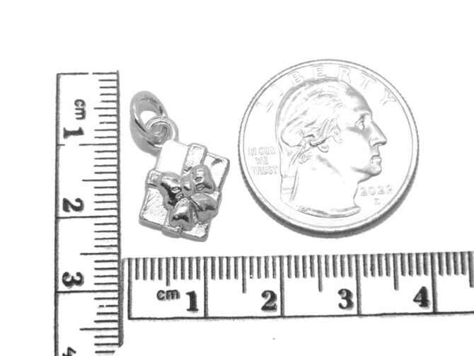 .925 Christmas Present Sterling Silver Pendant Charm - Image 2
