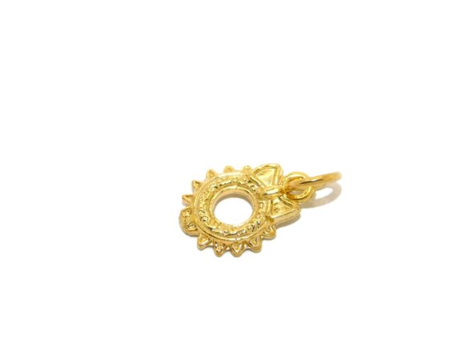 14K Christmas Wreath Yellow Gold Pendant Charm - Image 3