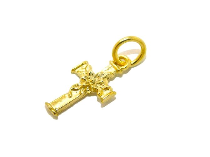 14K Christmas Cross Yellow Gold Pendant Charm - Image 3