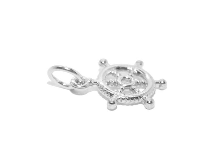 .925 Boat Steering Wheel (Helm) Sterling Silver Pendant Charm - Image 3