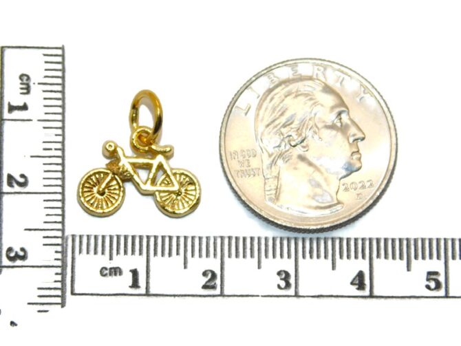 14K Bicycle #6 Yellow Gold Pendant Charm - Image 2
