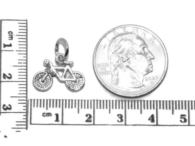 .925 Bicycle #6 Sterling Silver Pendant Charm - Image 2