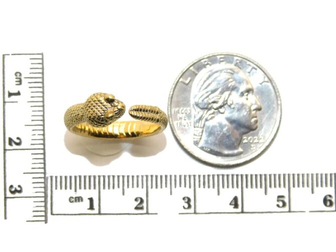 14K Rattle Snake Ring Yellow Gold Pendant Charm - Image 2