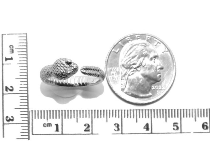 .925 Rattle Snake Ring Sterling Silver Pendant Charm - Image 2