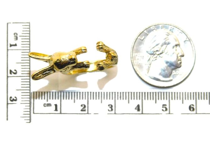 14K Rabbit Ring Yellow Gold Pendant Charm - Image 2