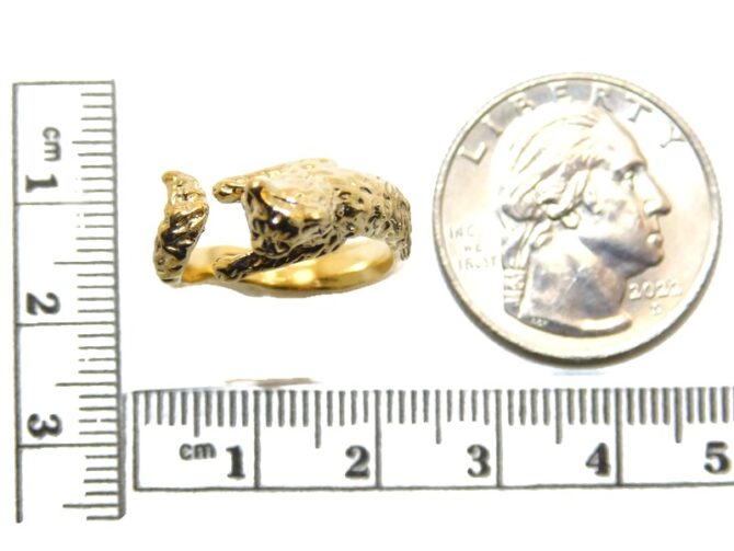 14K Cat Ring Yellow Gold Pendant Charm - Image 2