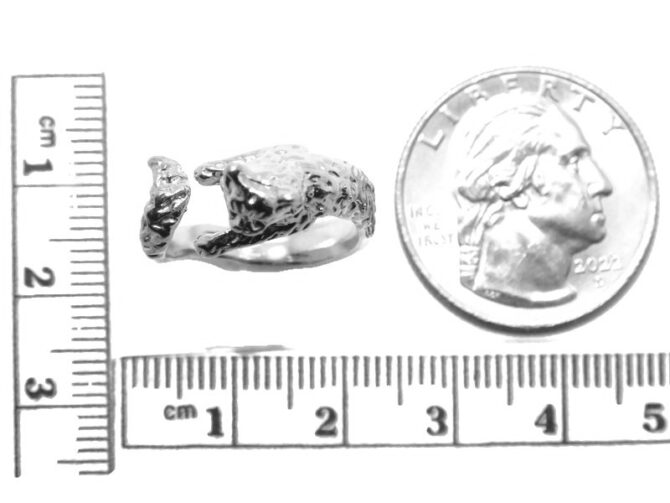 .925 Sterling Silver Cat Ring Pendant Charm - Image 2