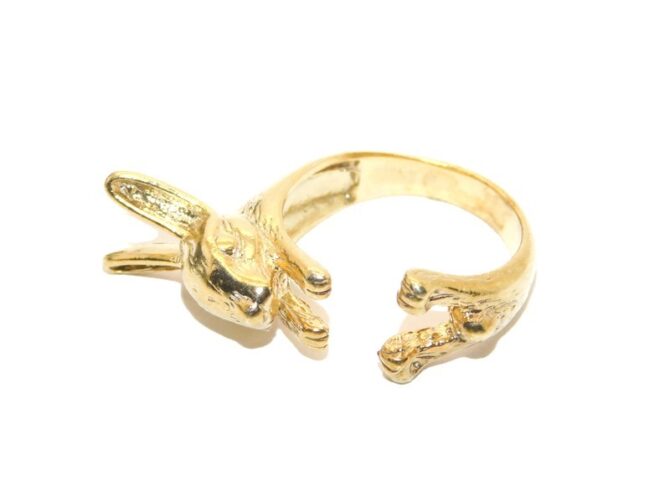 14K Rabbit Ring Yellow Gold Pendant Charm - Image 3