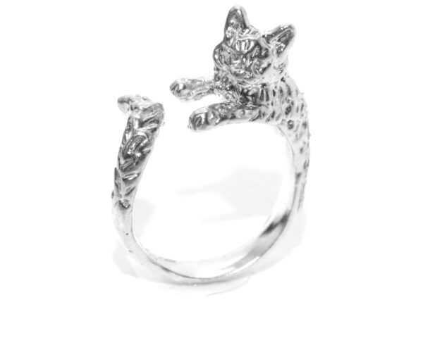 .925 Sterling Silver Cat Ring Pendant Charm