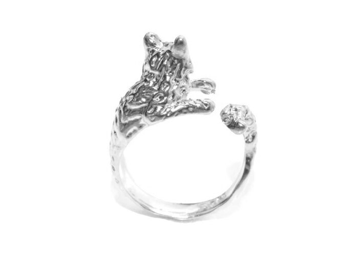 .925 Sterling Silver Cat Ring Pendant Charm - Image 3