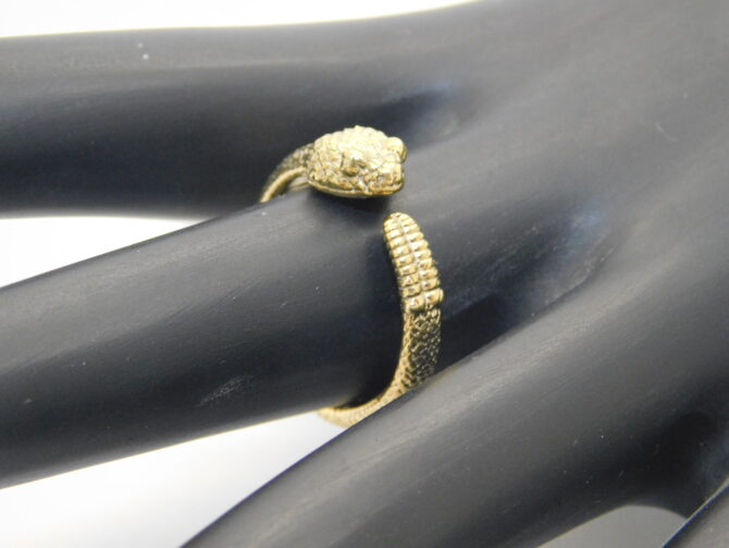 14K Rattle Snake Ring Yellow Gold Pendant Charm - Image 3